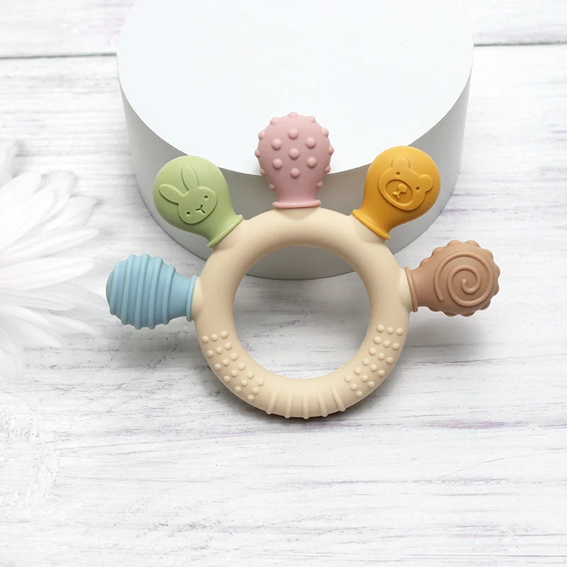 Multicolor Siliconen Baby Ring Bijtring – Sensorisch Speelgoed voor Tandjes & Gum Relief