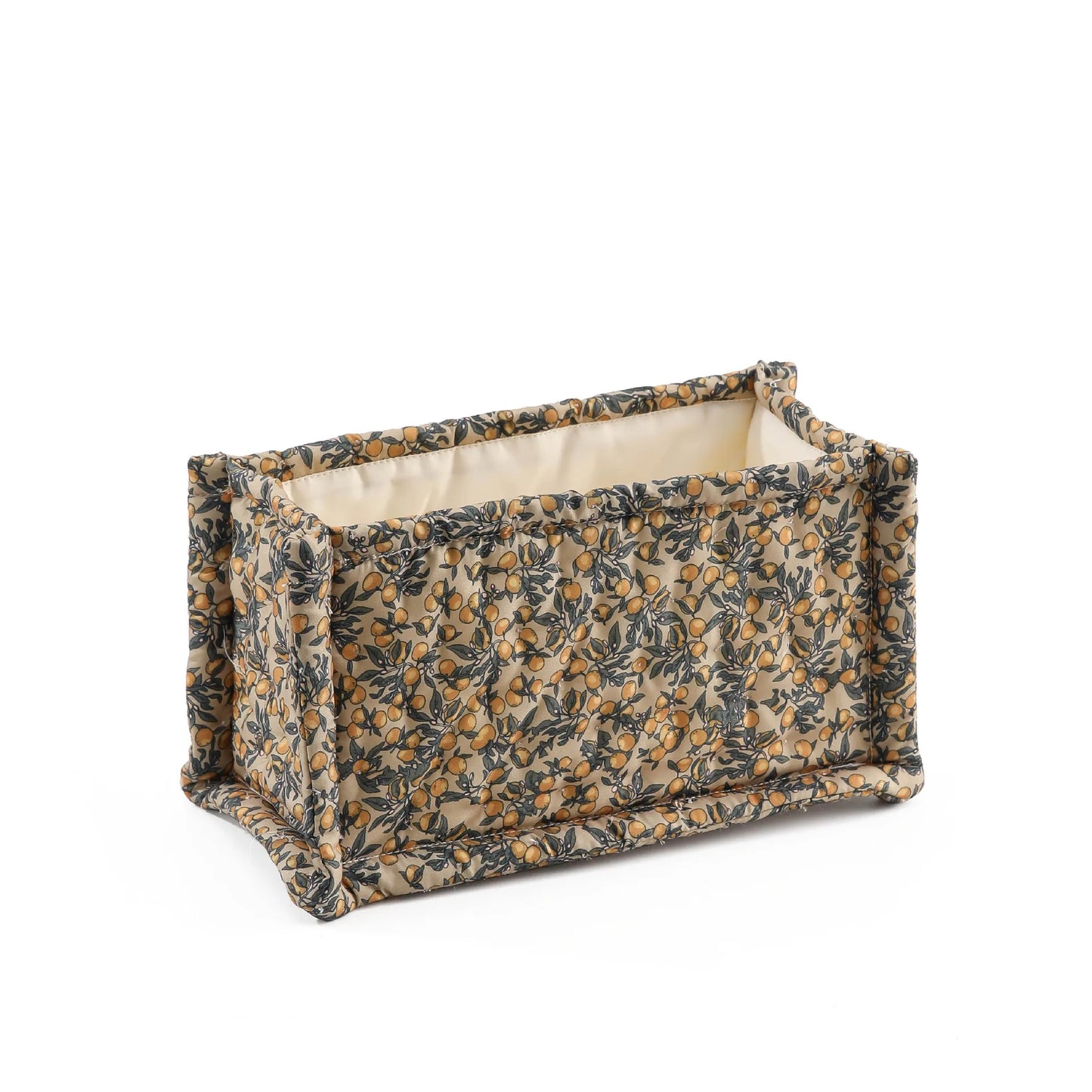 Katoenen opbergmand met bloemenprint – gewatteerd – multifunctioneel voor luiers, verzorging