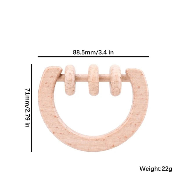 Houten baby bijtspeeltje – educatief & veilig