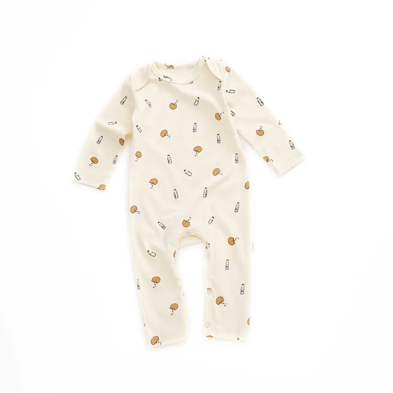 Baby romper lange mouwen – lente/herfst jumpsuit – katoen – unisex 0–24 maanden