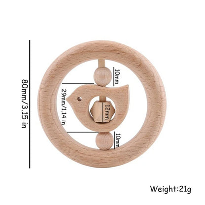 Houten baby bijtspeeltje – educatief & veilig
