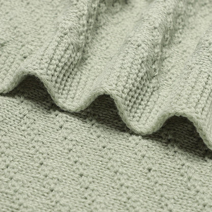 Gebreide babydeken katoen – 90x70 cm – voor wieg, kinderwagen & swaddle