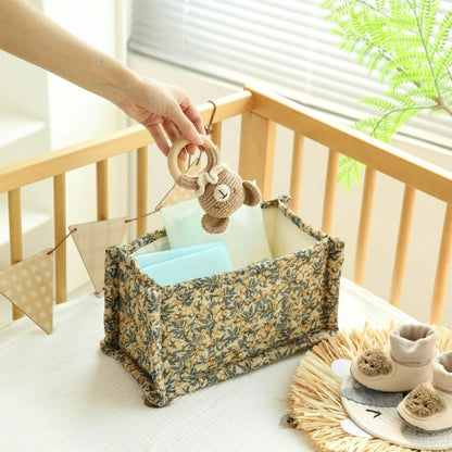 Katoenen opbergmand met bloemenprint – gewatteerd – multifunctioneel voor luiers, verzorging