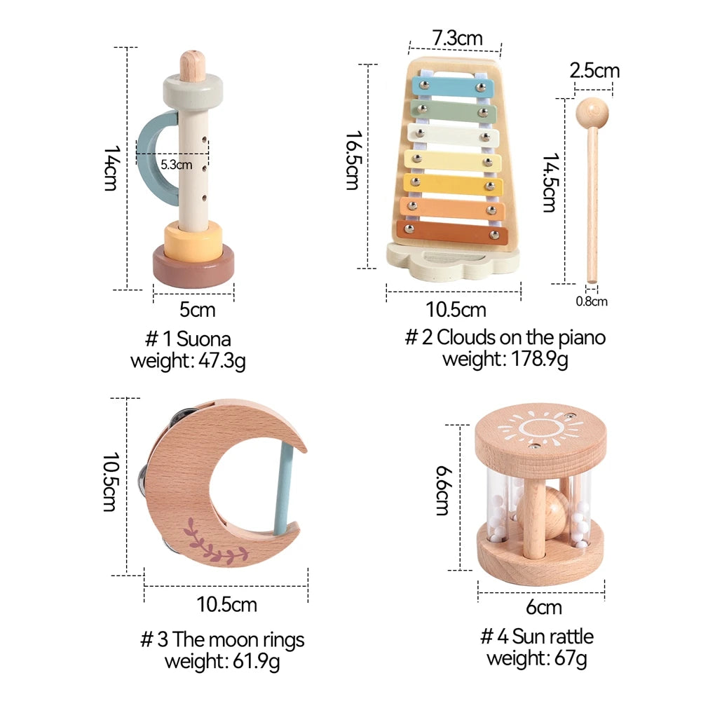 Houten baby muziekspeelgoed – educatief speelgoed