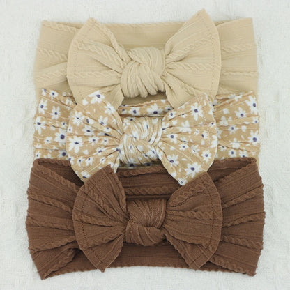 3-delige baby haarbandenset – strikjes & elastische band – newborn cadeau & haaraccessoire