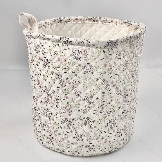 Opbergmand met bloemenprint – 28x28 cm – katoenen mand voor luiers, speelgoed & babyspullen