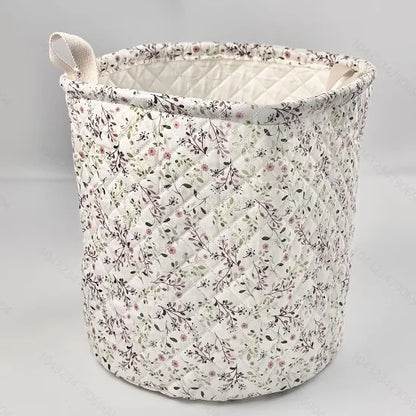 Opbergmand met bloemenprint – 28x28 cm – katoenen mand voor luiers, speelgoed & babyspullen