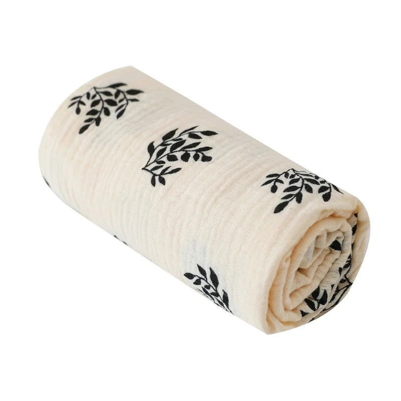 Katoenen swaddle deken – 85x65 – muslin met bloemenprint – newborn & wiegdeken – ademend