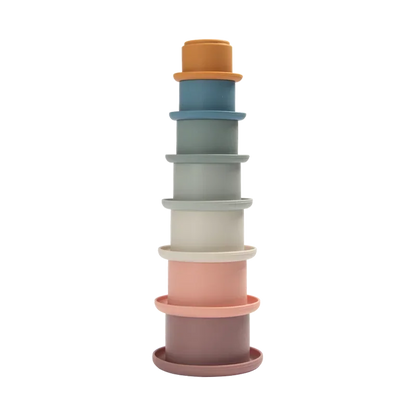 Siliconen stapelbekers – BPA-vrij – 7-delig – educatief bouwspeelgoed voor baby’s & peuters