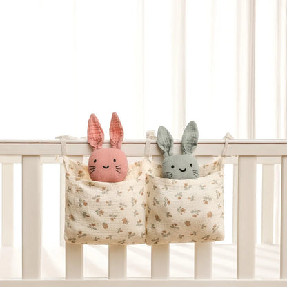 Opbergzak voor babybox – 39x20 cm – dubbele vakken – zachte katoenen organizer