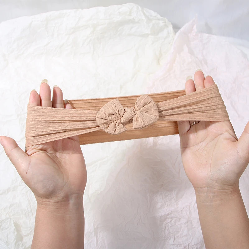 3-delige set baby haarbanden – effen kleur – zachte nylon strikjes – newborn & peuter