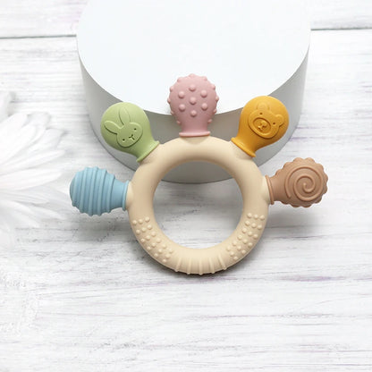Multicolor Siliconen Baby Ring Bijtring – Sensorisch Speelgoed voor Tandjes & Gum Relief