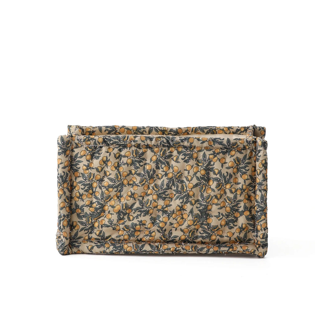 Katoenen opbergmand met bloemenprint – gewatteerd – multifunctioneel voor luiers, verzorging