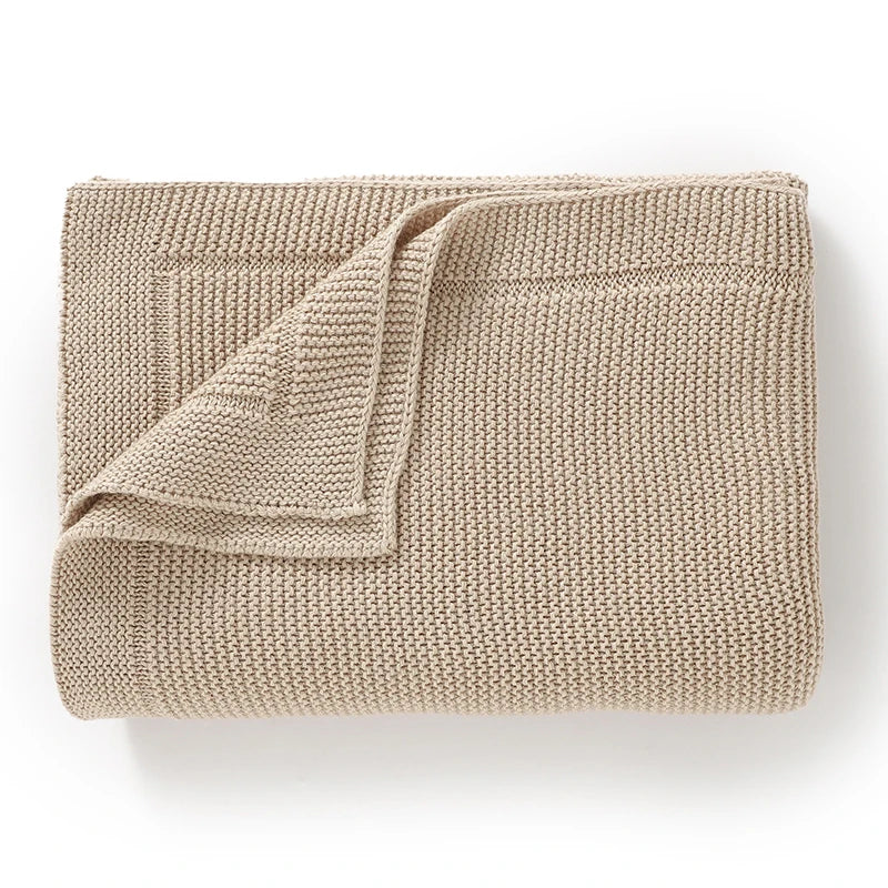 Gebreide babydeken katoen – 100x80 cm – voor wieg, kinderwagen & swaddle