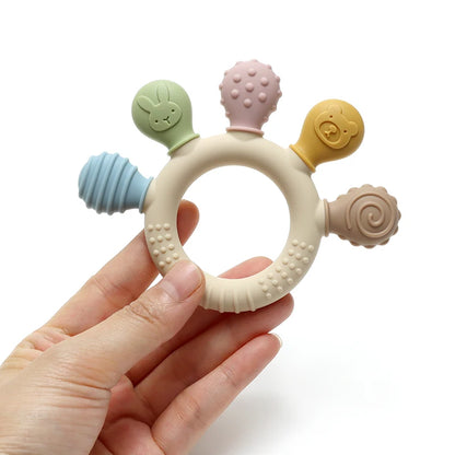 Multicolor Siliconen Baby Ring Bijtring – Sensorisch Speelgoed voor Tandjes & Gum Relief