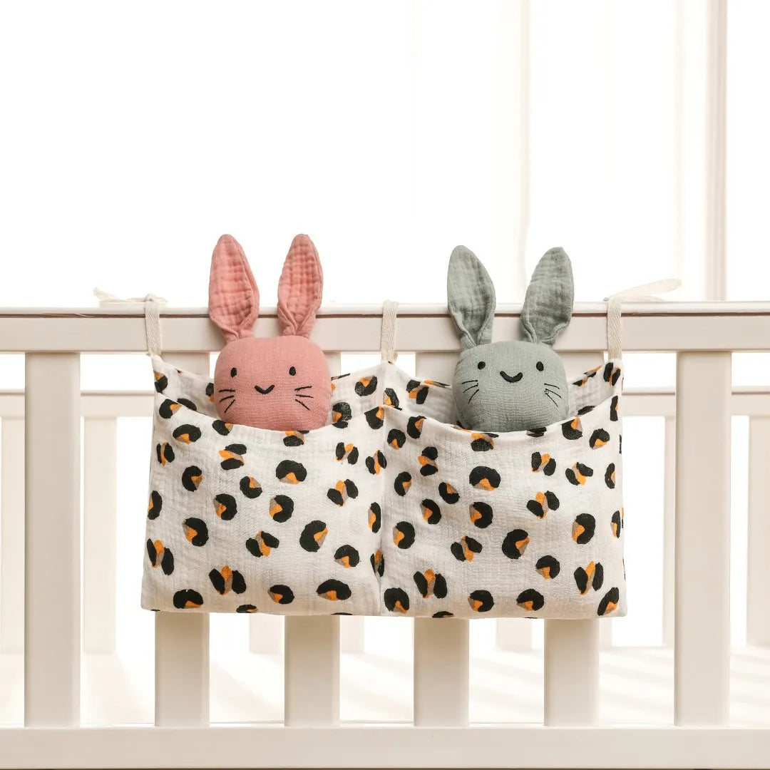 Opbergzak voor babybox – 39x20 cm – dubbele vakken – zachte katoenen organizer