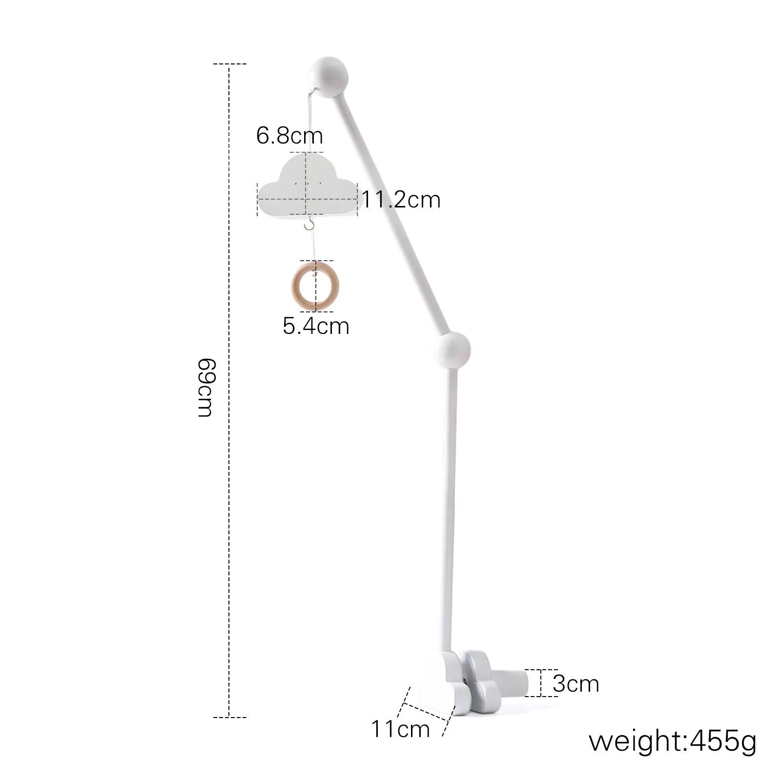 Houten mobiel – met konijntjes & speelse figuurtjes – voor babybed of commode