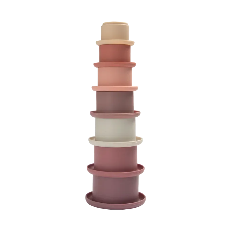 Siliconen stapelbekers – BPA-vrij – 7-delig – educatief bouwspeelgoed voor baby’s & peuters