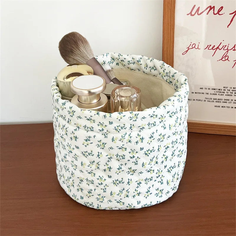 Opbergmand met bloemenprint - voor make-up, toiletartikelen of babyspullen