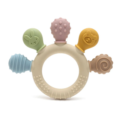 Multicolor Siliconen Baby Ring Bijtring – Sensorisch Speelgoed voor Tandjes & Gum Relief