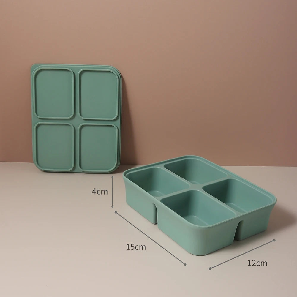 Siliconen Baby Voedselbakje met Deksel – Meervoudige Vakjes voor Hygiënische Opslag