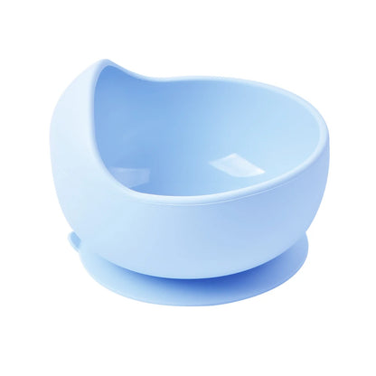 Baby siliconen eetset – bord, kom, houten lepel & vork – BPA-vrij & antislip