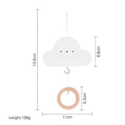 Houten mobiel – met konijntjes & speelse figuurtjes – voor babybed of commode