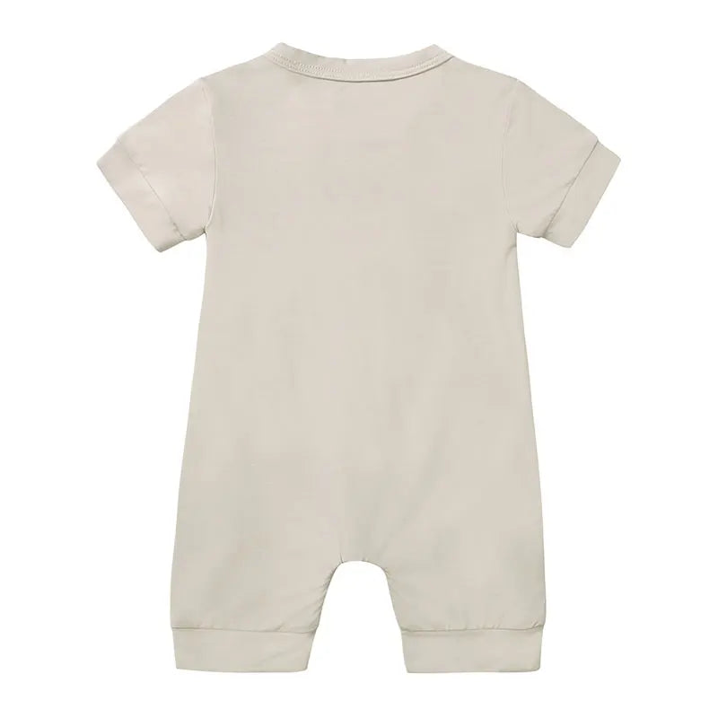 Zomer romper baby – korte mouwen – bamboevezel met rits – 3–24 maanden