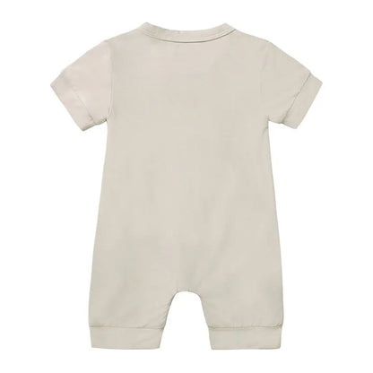 Zomer romper baby – korte mouwen – bamboevezel met rits – 3–24 maanden