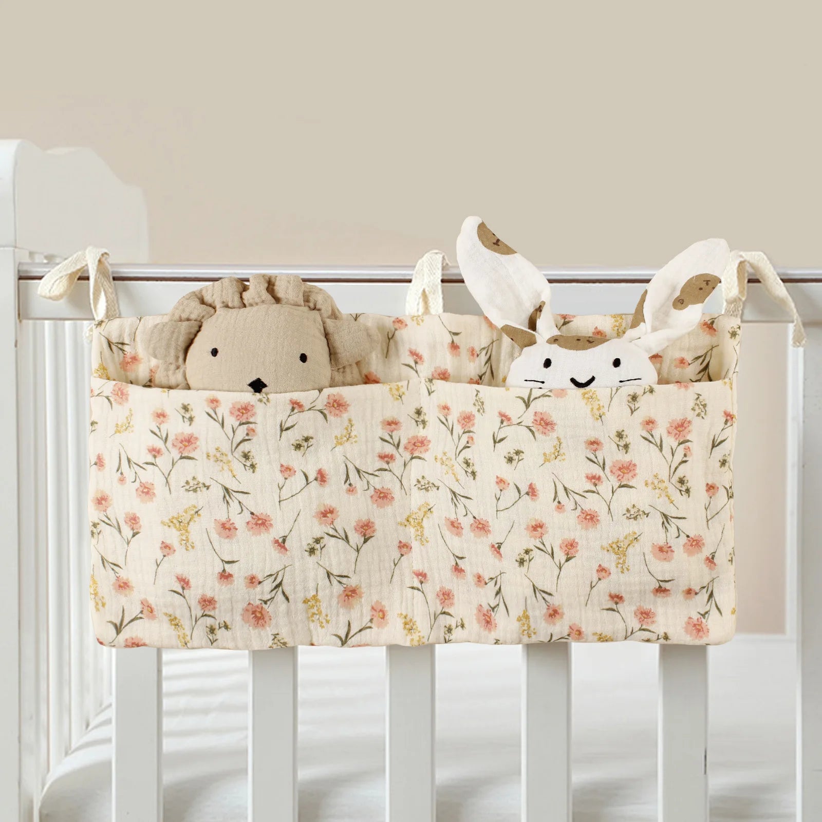 Opbergzak voor babybox – 39x20 cm – dubbele vakken – zachte katoenen organizer