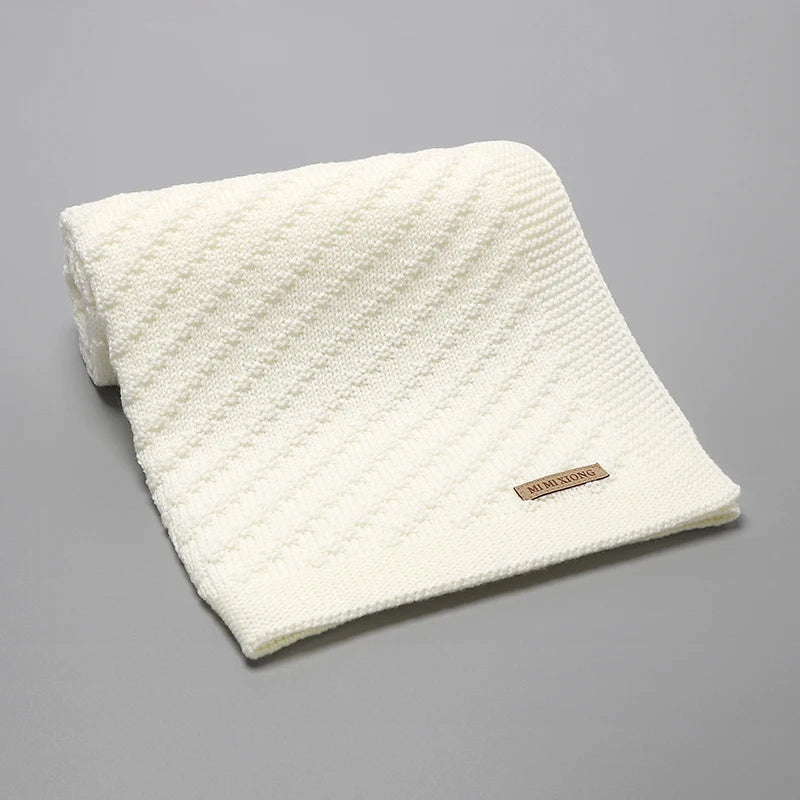 Gebreide babydeken katoen – 90x70 cm – voor wieg, kinderwagen & swaddle