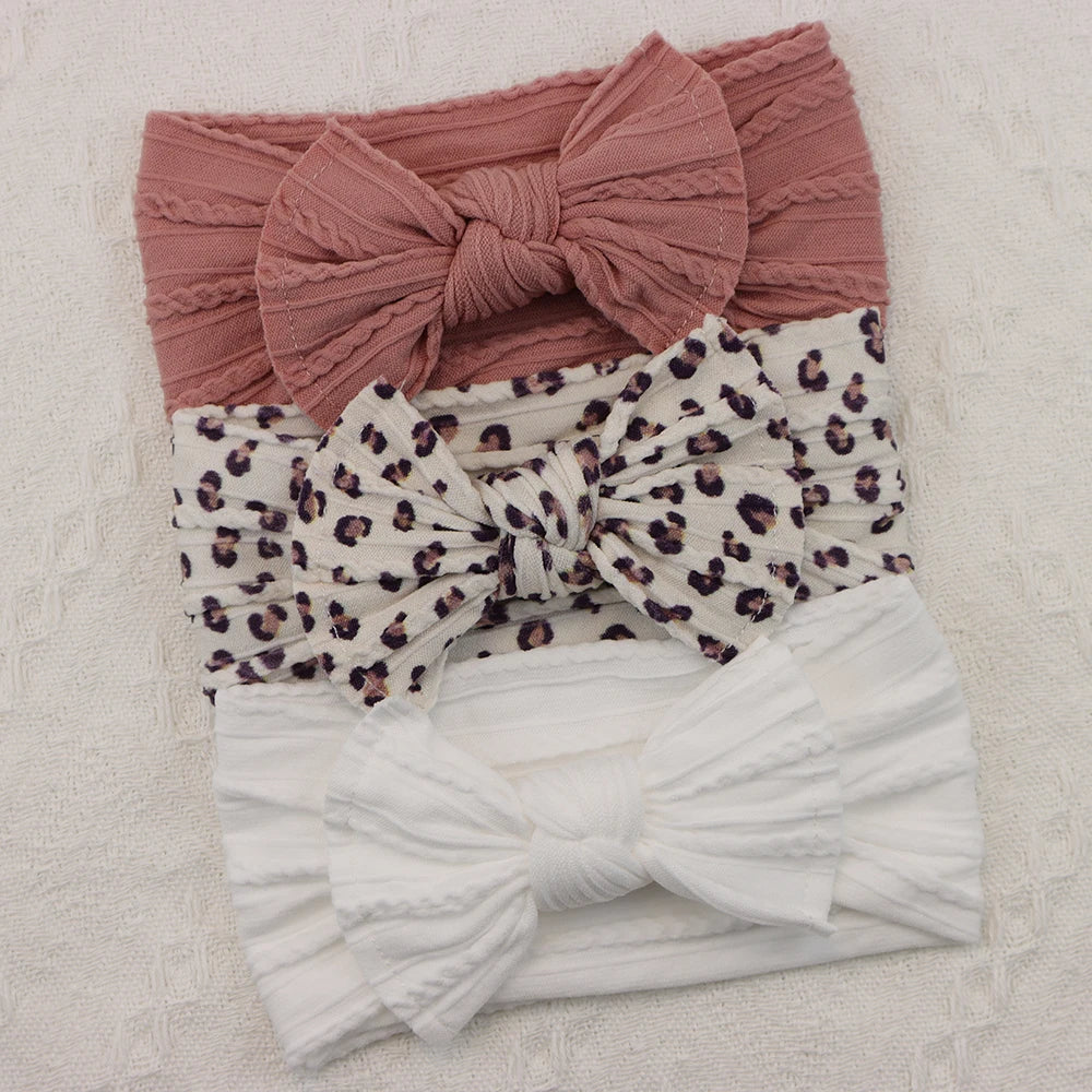 3-delige baby haarbandenset – strikjes & elastische band – newborn cadeau & haaraccessoire