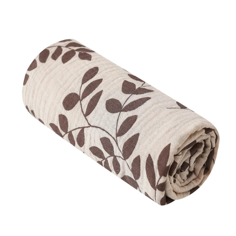 Katoenen swaddle deken – 85x65 – muslin met bloemenprint – newborn & wiegdeken – ademend