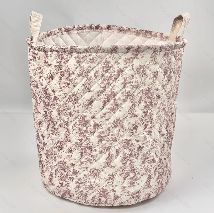 Opbergmand met bloemenprint – 28x28 cm – katoenen mand voor luiers, speelgoed & babyspullen