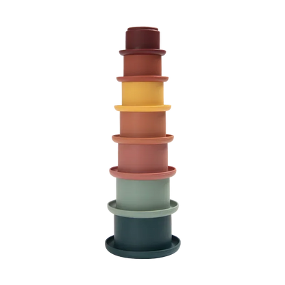 Siliconen stapelbekers – BPA-vrij – 7-delig – educatief bouwspeelgoed voor baby’s & peuters