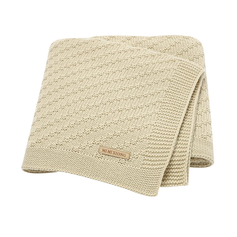 Gebreide babydeken katoen – 90x70 cm – voor wieg, kinderwagen & swaddle