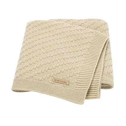 Gebreide babydeken katoen – 90x70 cm – voor wieg, kinderwagen & swaddle