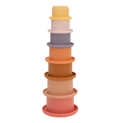 Siliconen stapelbekers – BPA-vrij – 7-delig – educatief bouwspeelgoed voor baby’s & peuters