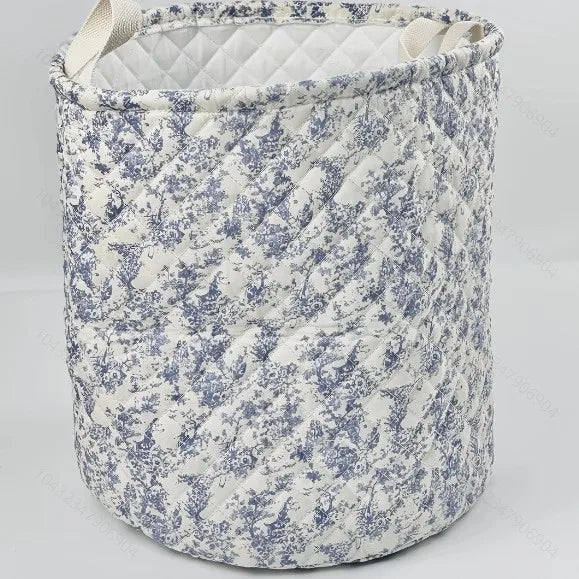 Opbergmand met bloemenprint – 28x28 cm – katoenen mand voor luiers, speelgoed & babyspullen