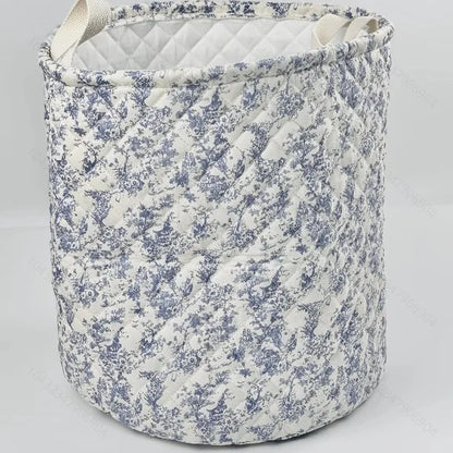 Opbergmand met bloemenprint – 28x28 cm – katoenen mand voor luiers, speelgoed & babyspullen