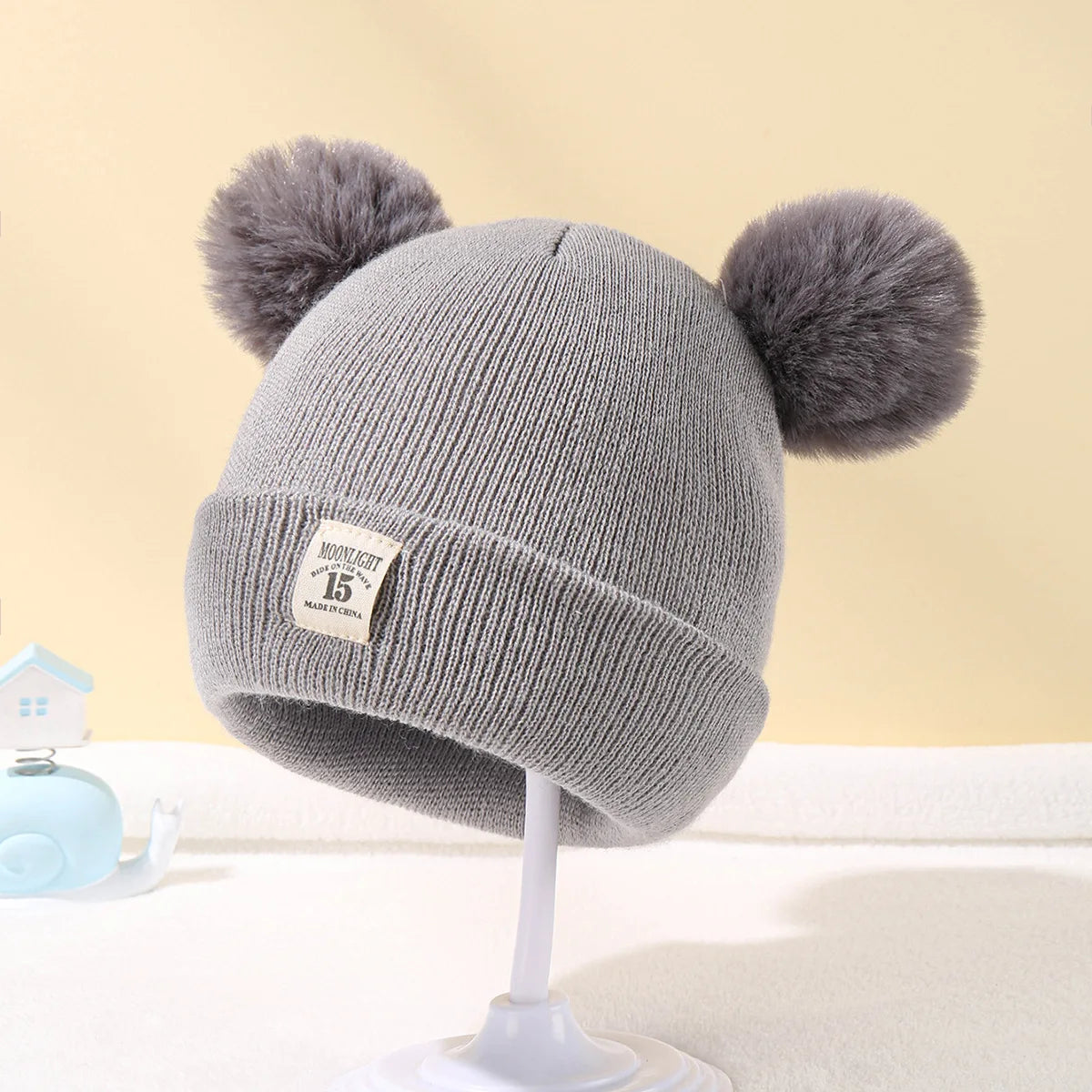 Baby wintermuts – gebreide beanie met pompon – unisex