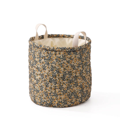 Opbergmand met bloemenprint – 28x28 cm – katoenen mand voor luiers, speelgoed & babyspullen