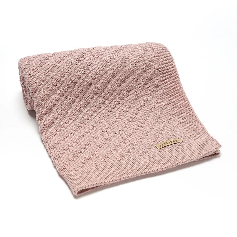 Gebreide babydeken katoen – 90x70 cm – voor wieg, kinderwagen & swaddle