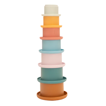Siliconen stapelbekers – BPA-vrij – 7-delig – educatief bouwspeelgoed voor baby’s & peuters