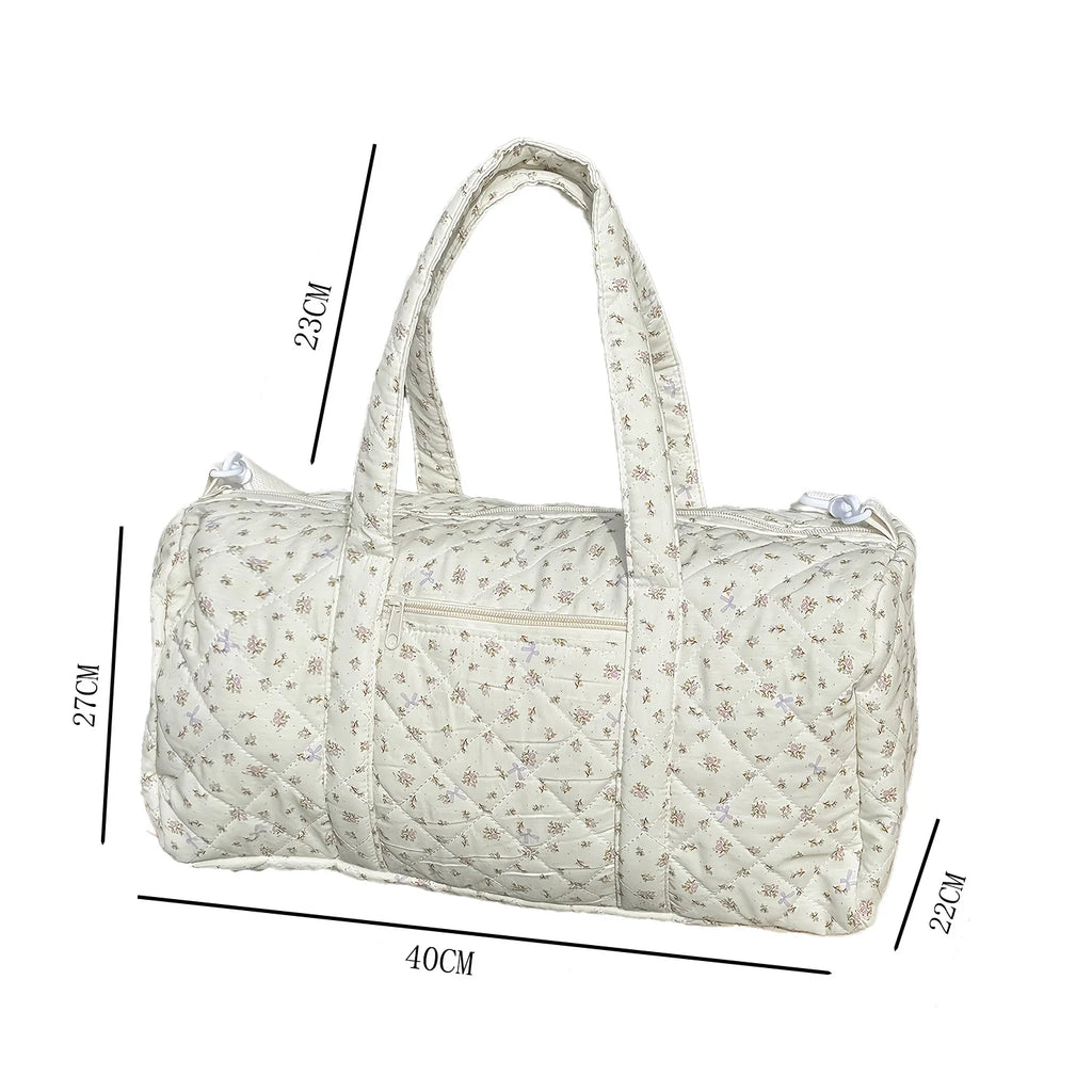 Gewatteerde katoenen mommy travel bag – 40x27x22 cm – grote capaciteit – bloemenprint & crossbody
