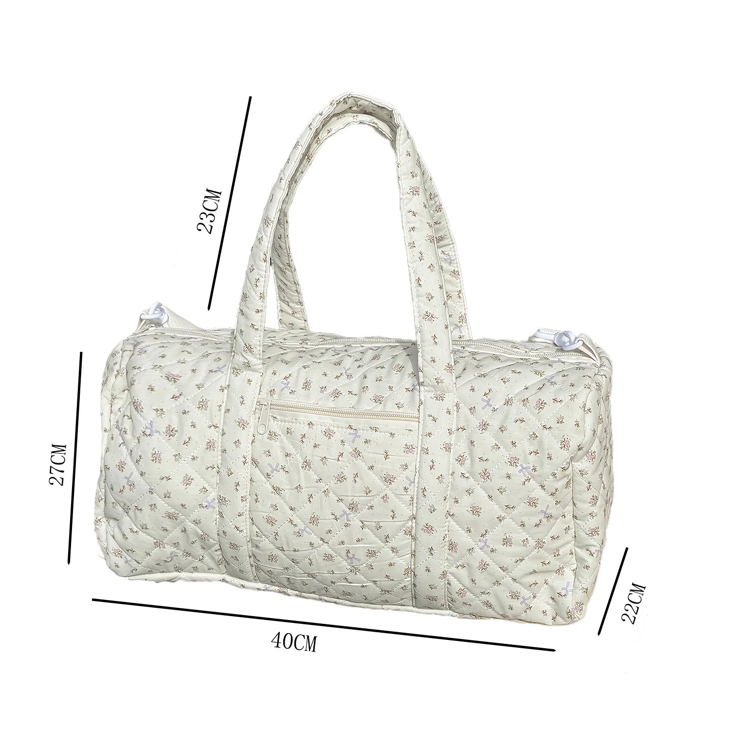 Gewatteerde katoenen mommy travel bag – 40x27x22 cm – grote capaciteit – bloemenprint & crossbody