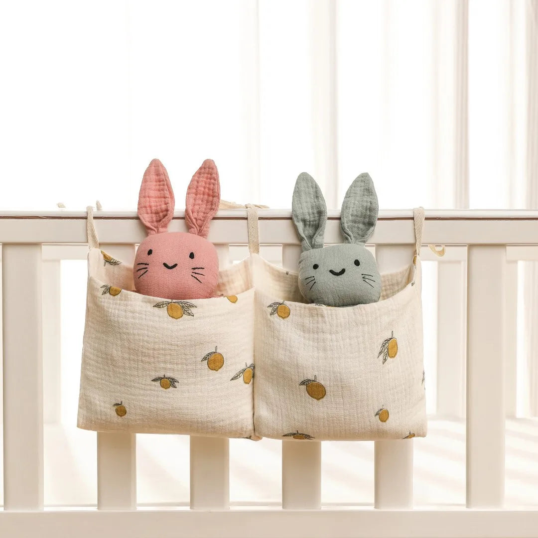 Opbergzak voor babybox – 39x20 cm – dubbele vakken – zachte katoenen organizer