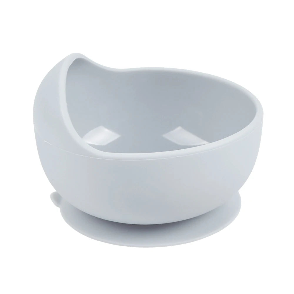 Baby siliconen eetset – bord, kom, houten lepel & vork – BPA-vrij & antislip