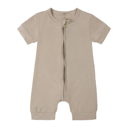Zomer romper baby – korte mouwen – bamboevezel met rits – 3–24 maanden