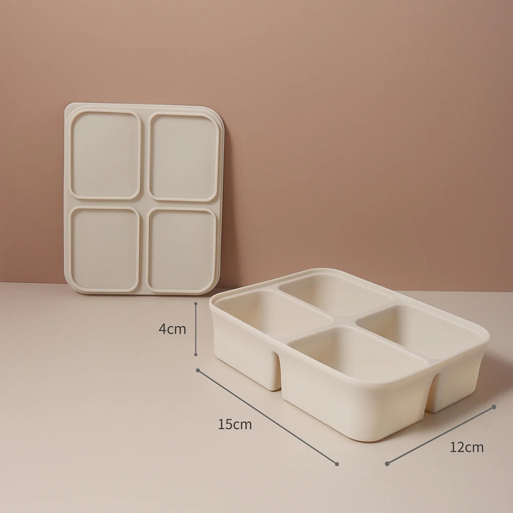 Siliconen Baby Voedselbakje met Deksel – Meervoudige Vakjes voor Hygiënische Opslag